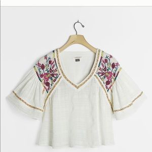 Anthropologie Tawny Embroidered Blouse